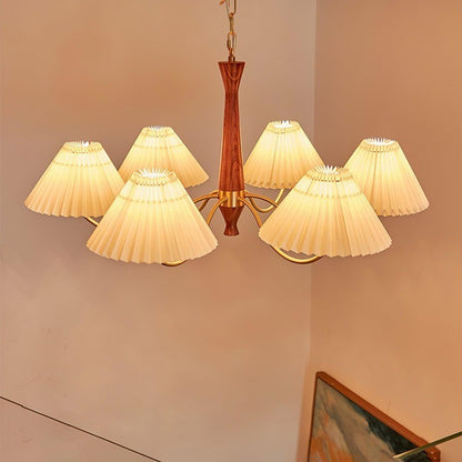 Axel Rustic Pleated Shade Wood Chandelier
