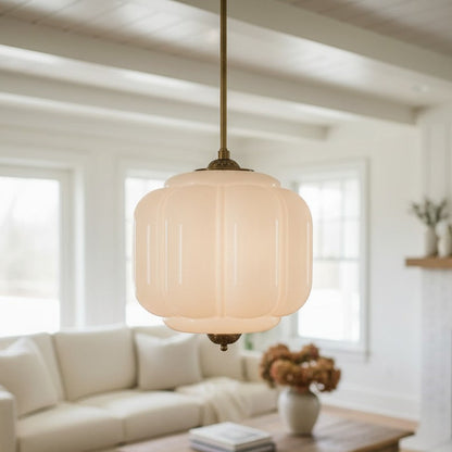 Myric Vintage Milk Glass Oiled Brass Eloise Pendant Light