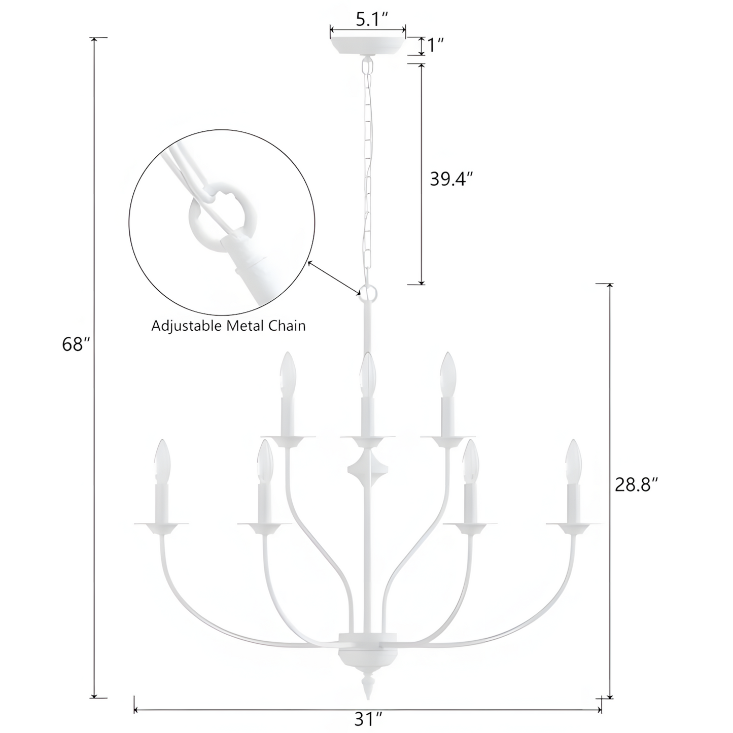 Caelestis Farmhouse 9 Light Metal Chandelier