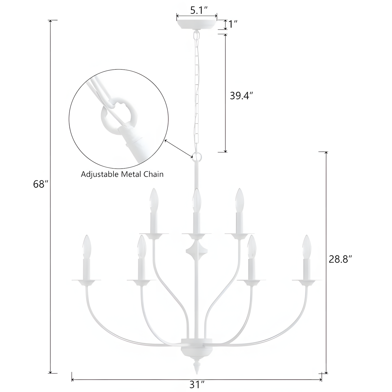Caelestis Farmhouse 9 Light Metal Chandelier