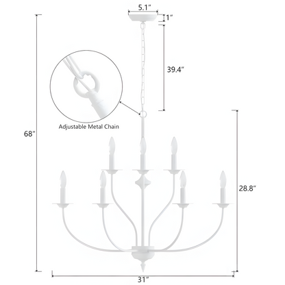 Caelestis Farmhouse 9 Light Metal Chandelier