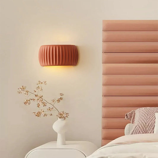 Klystix Macaron Color Up Down Fluted Resin Wall Lamps For Bedroom