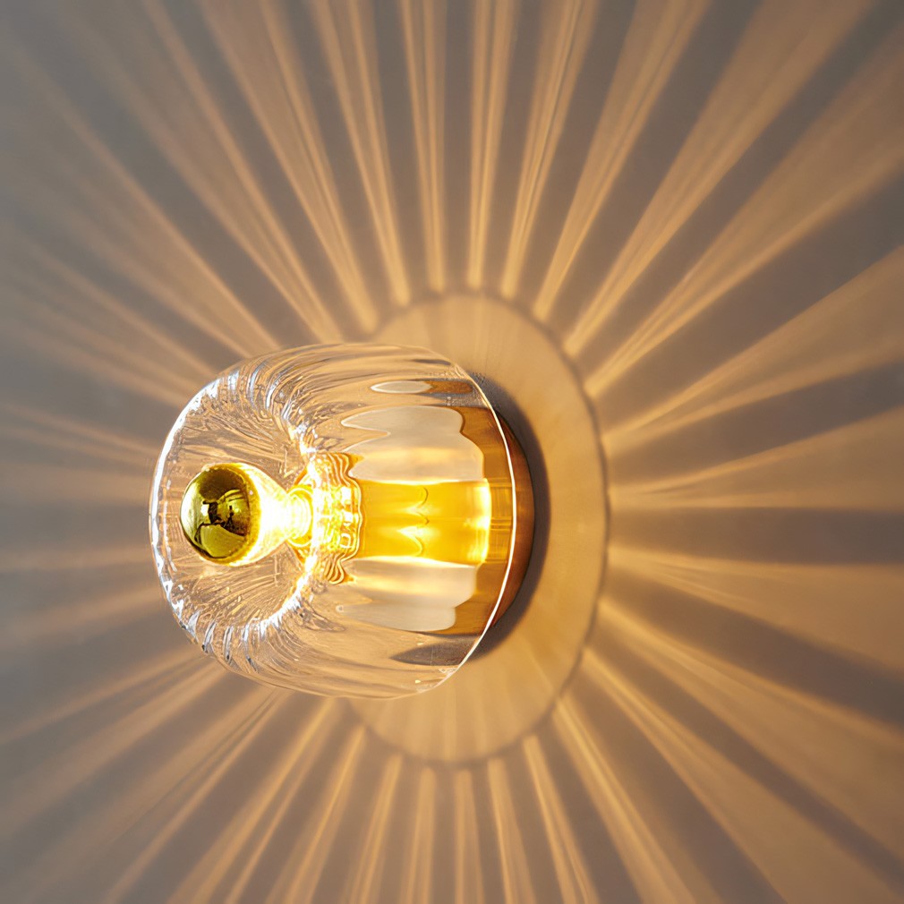 Rynik Mini Glass Sun Shape Full Copper Dual Purpose Flush Mount Light