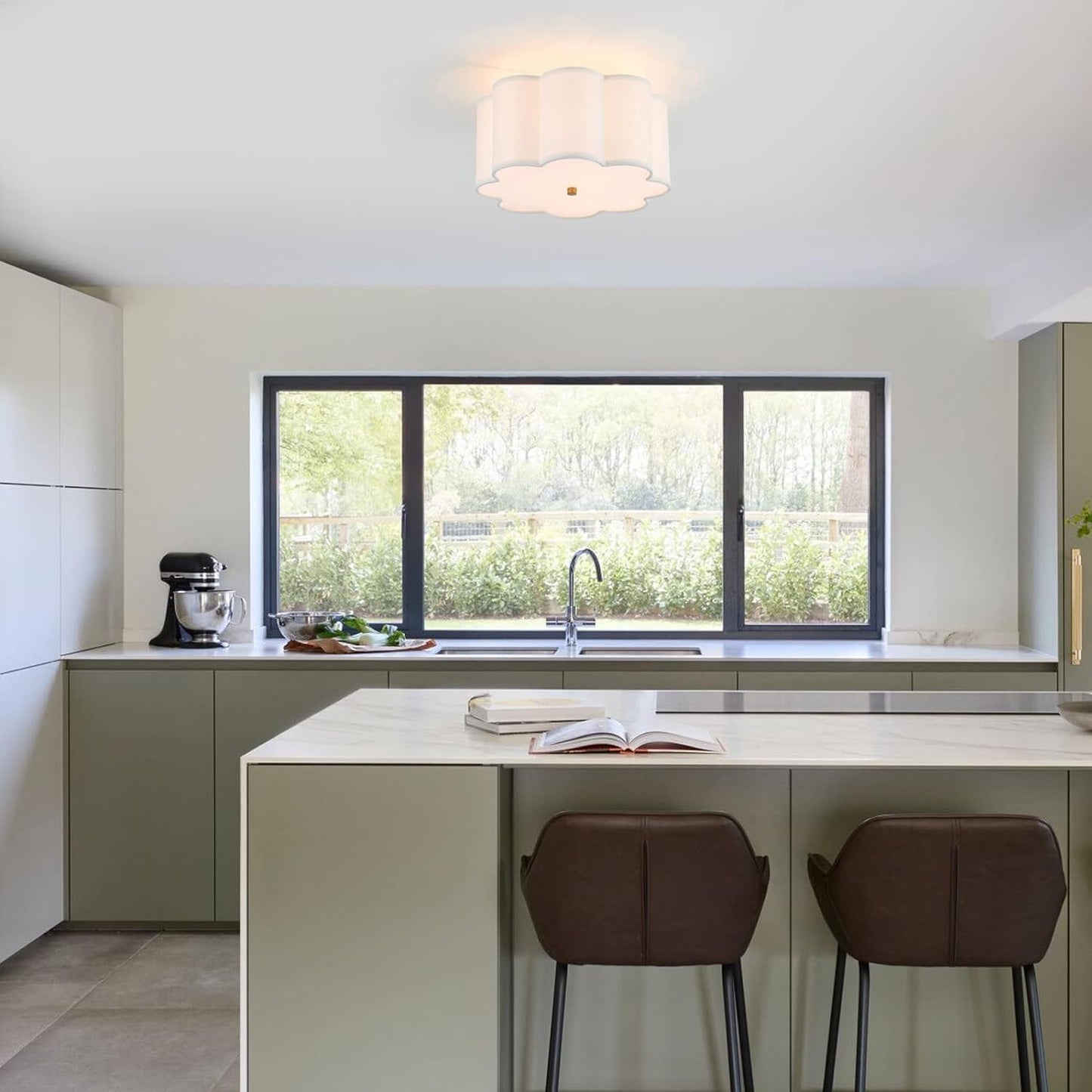 Halsey Fabric Floral Drum Shade Ceiling Light