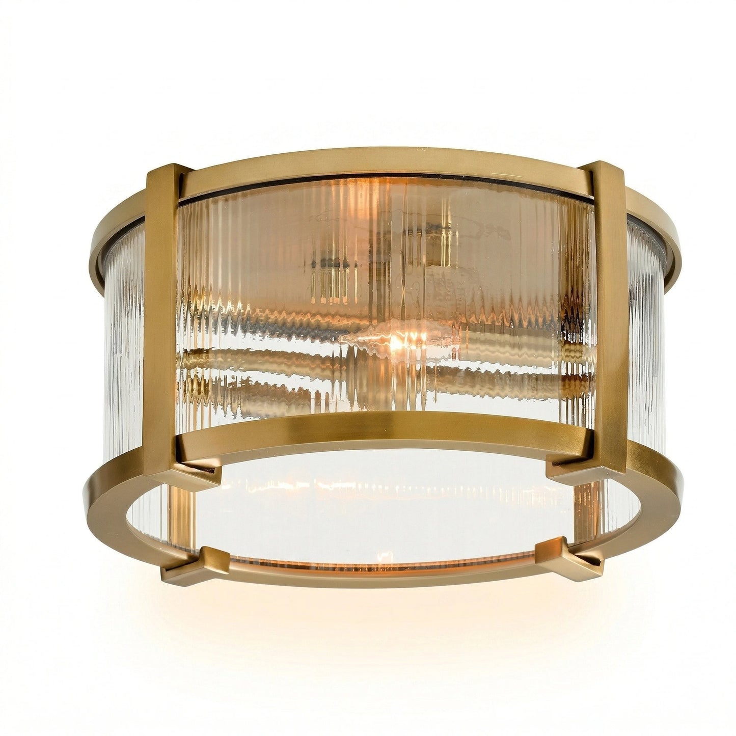 Gillen Vintage Ribbed Glass Drum Flush Mount Ceiling Light