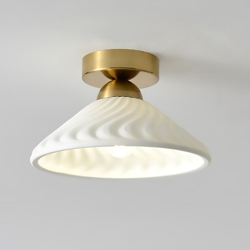 Rethen Light Luxury White Round Textured Ceramic Ceiling Light