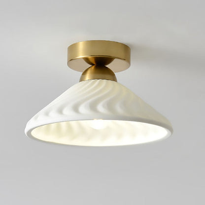 Rethen Light Luxury White Round Textured Ceramic Ceiling Light