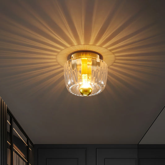 Rynik Mini Glass Sun Shape Full Copper Dual Purpose Flush Mount Light