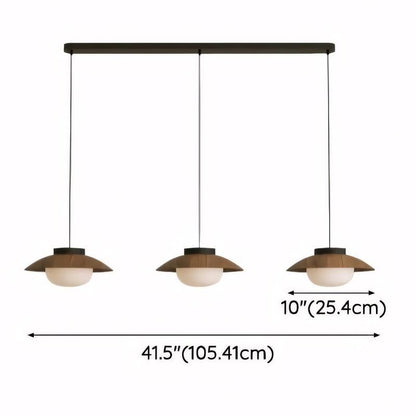 Uthar 3 Light Led Wood Color Round Pendant Light