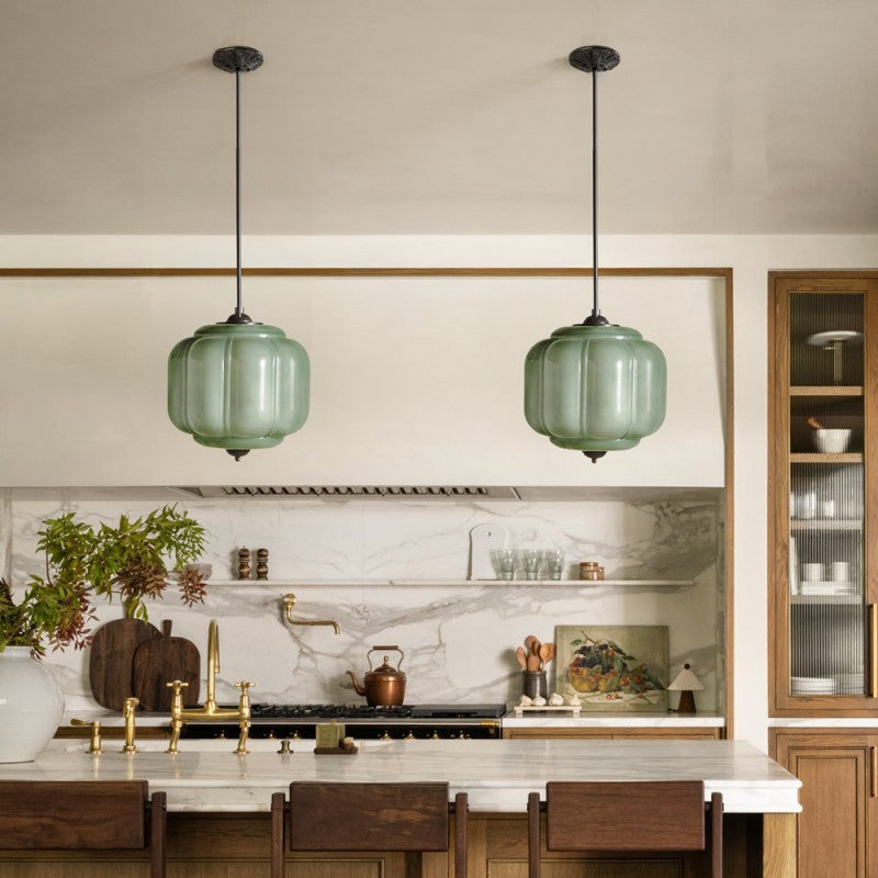 Cyrilith Vintage Milk Glass Oiled Brass Eloise Pendant light