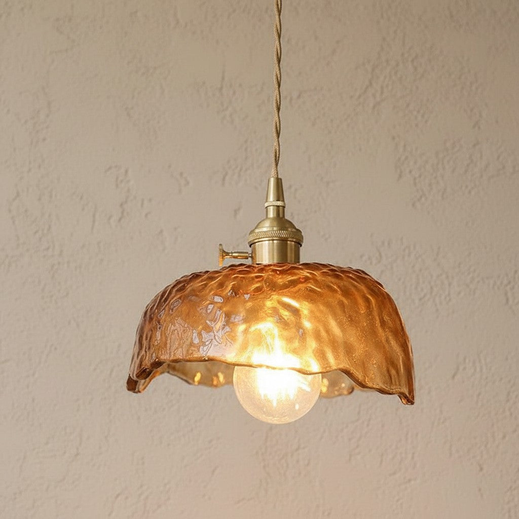 Nyxalis Vintage Brass Glass Pendant Light
