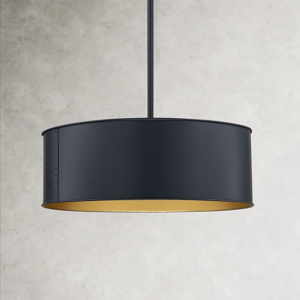 Zanthe 4 Light Vintage Industrial Iron Drum Chandelier