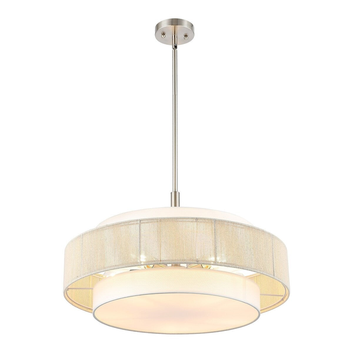 Tim Scandinavian Tiered Fabric Drum Chandelier