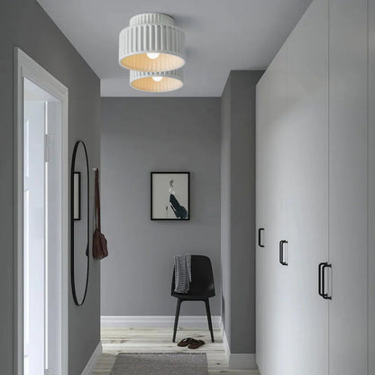 Nicola Vintage Resin Cream Breeze Drum Semi-Flush Mount Ceiling Light
