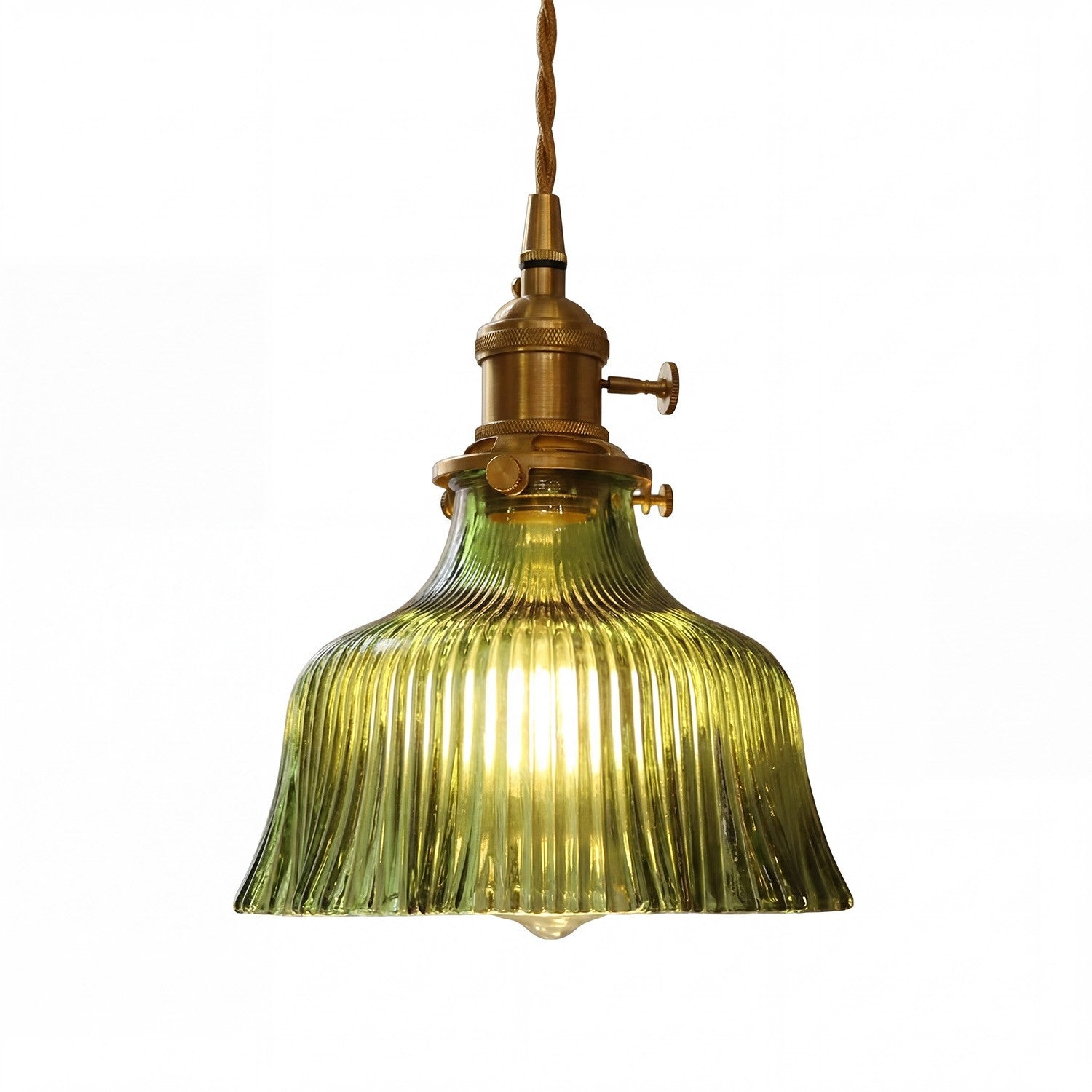 Hermin Antique Flower Ribbed Glass Pendant Light