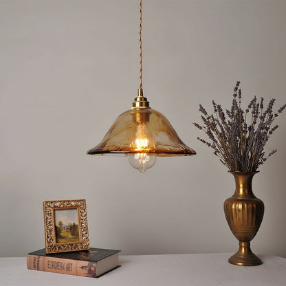 Nyxalis Vintage Brass Glass Pendant Light