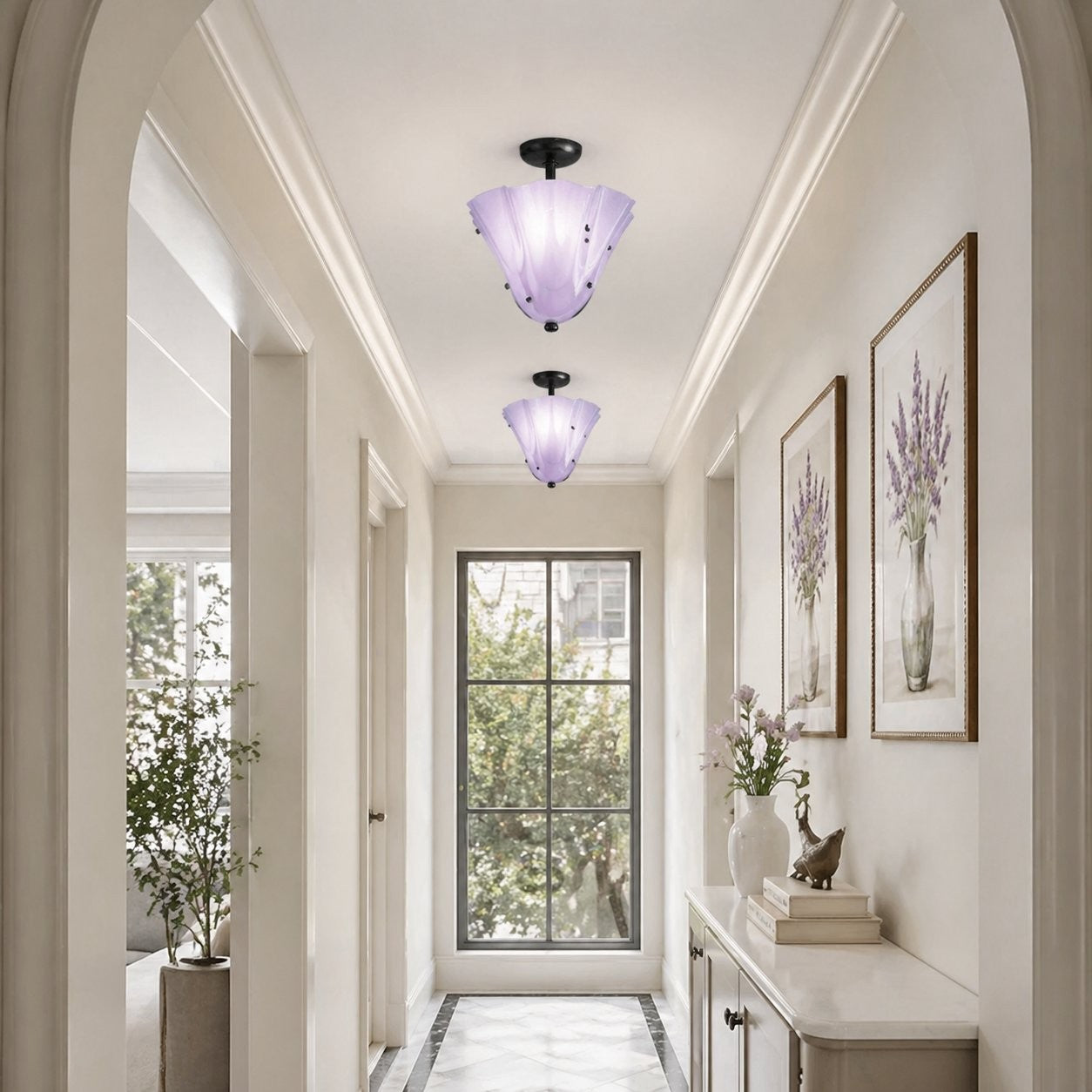 Catalina Contemporary Colored Glass Petal Fazzo Ceiling Light