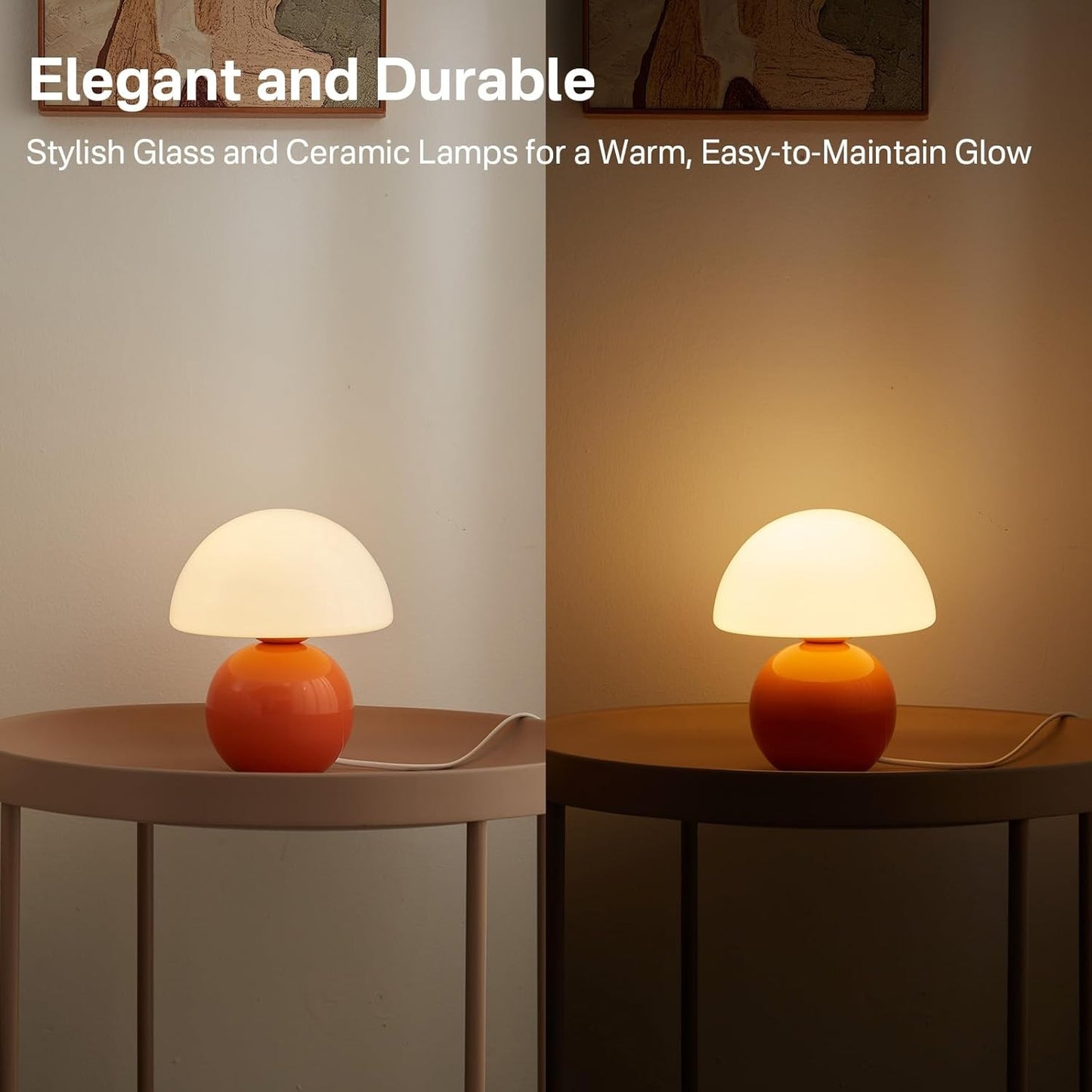 Evinth Mini Colorful Ceramic Base Mushroom Table Lamp