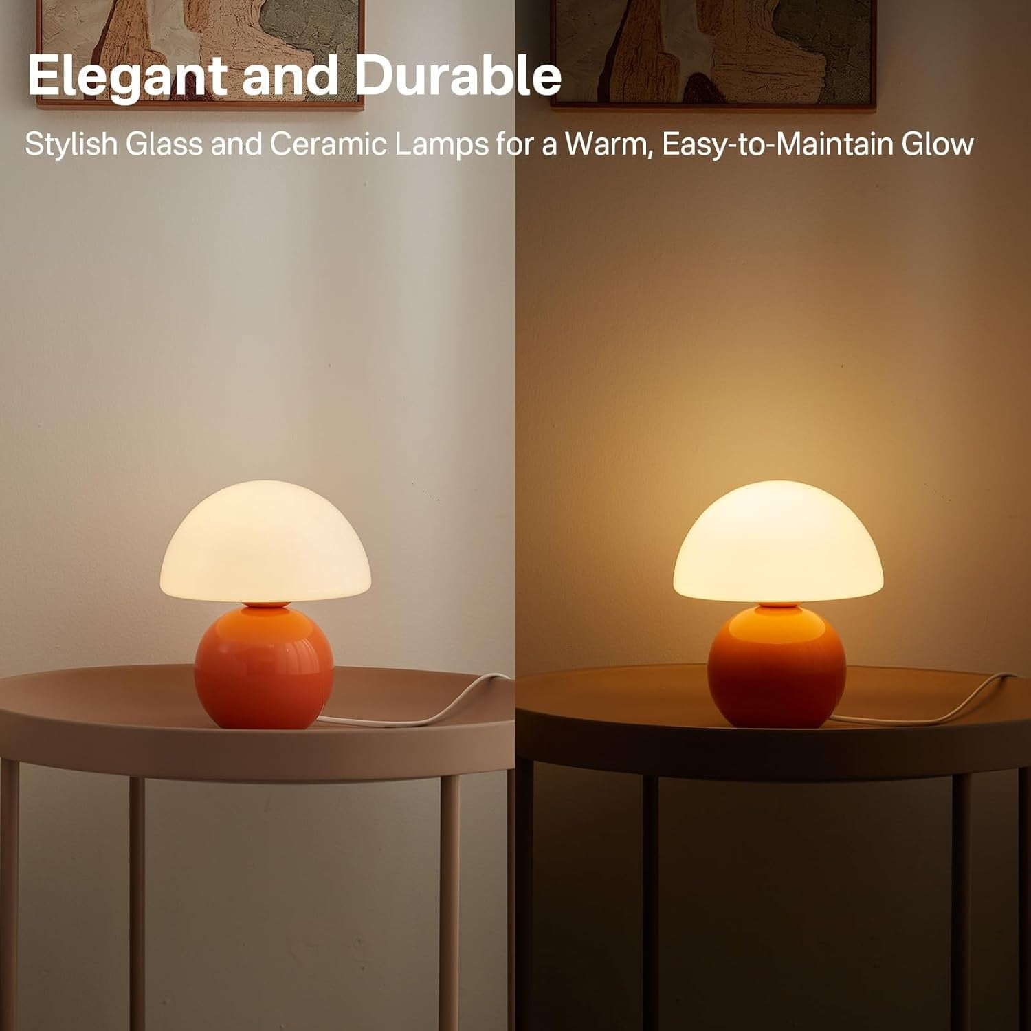 Evinth Mini Colorful Ceramic Base Mushroom Table Lamp
