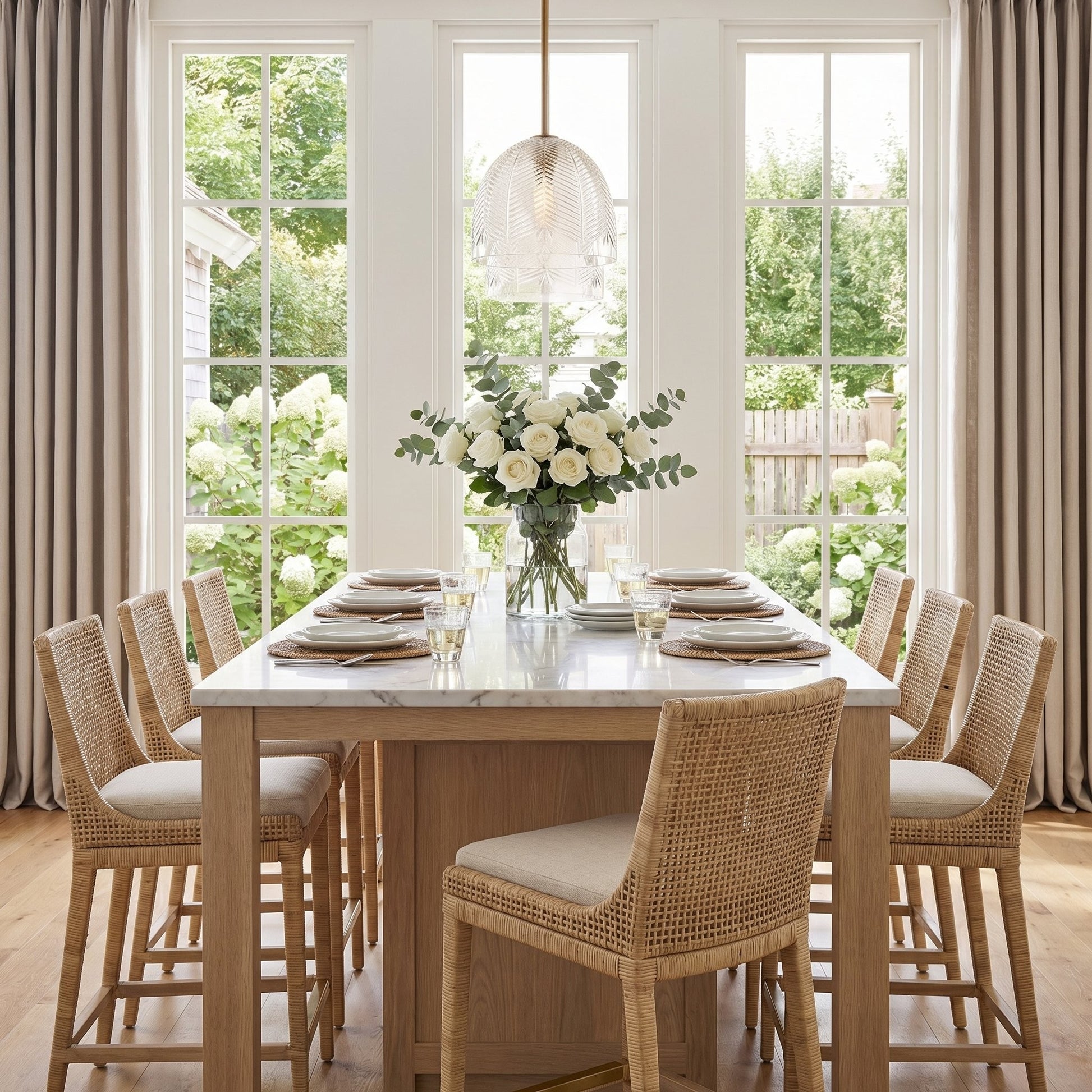 Danica Mid-Century  Glass Leaf Round Pendant Light