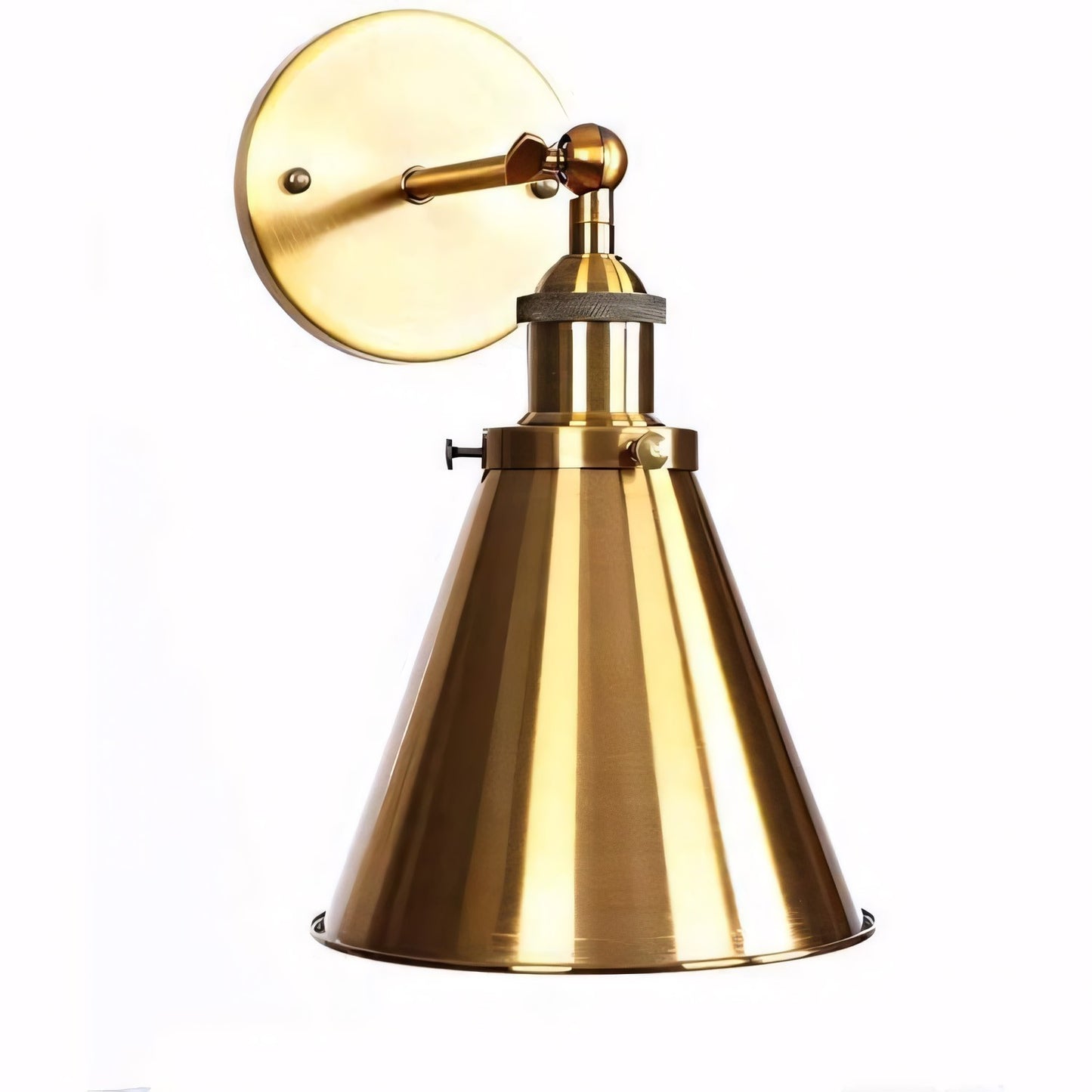 Ruhi Antique Brass Swing Arm Wall Sconce With Tapered Lampshade