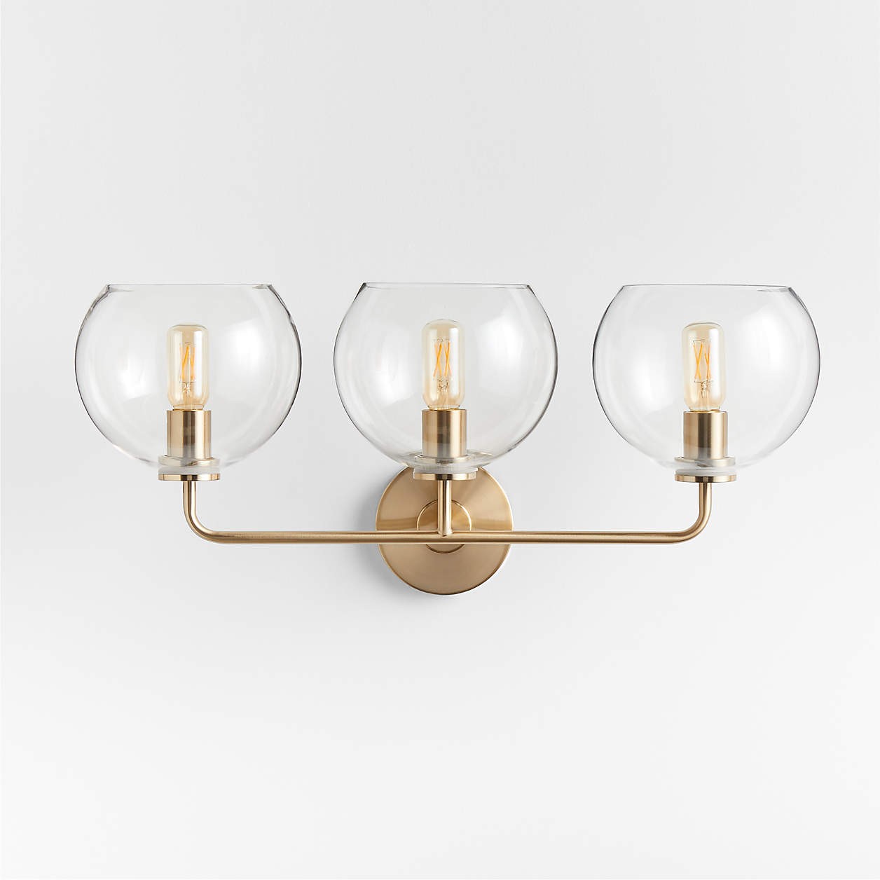 Konig Minimalist 3-Light Round Shade Brass Glass Wall Light