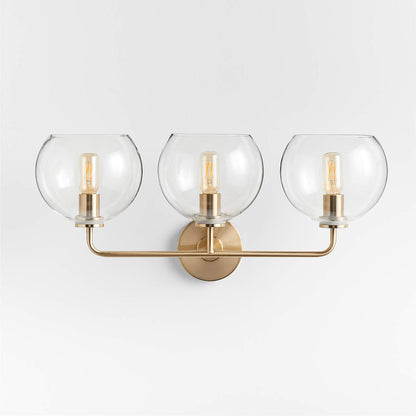 Konig Minimalist 3-Light Round Shade Brass Glass Wall Light