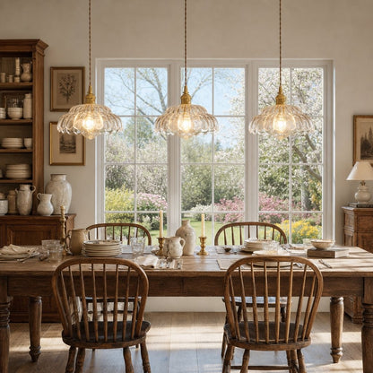 Worlanth Mid Century Clear Glass Flower Pendant Light