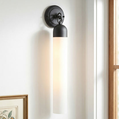Morgan Minimalist Cylindrical Glass or Alabaster Wall Light