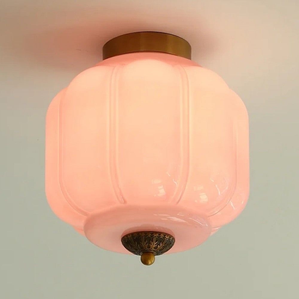 Conran Vintage Milk Glass Semi Flush Mount Eloise Ceiling Light
