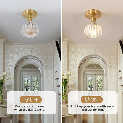 Ozir Stained Glass Flush Mount Tulip Light