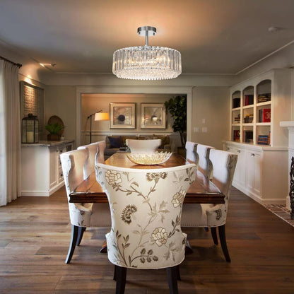 Ryxar Round Ribbed Crystal Semi Flush Mount Light
