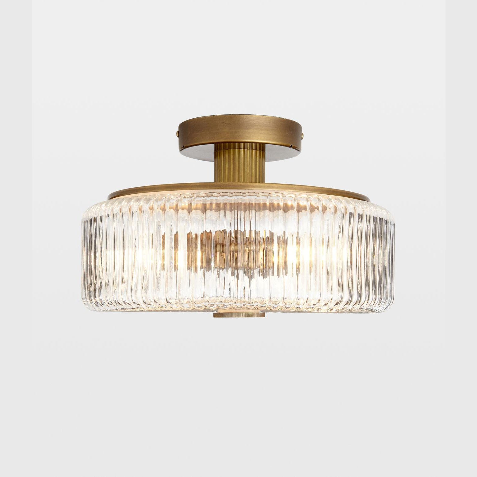 Willa Rustic Round Ribbed Glass Ceiling Light