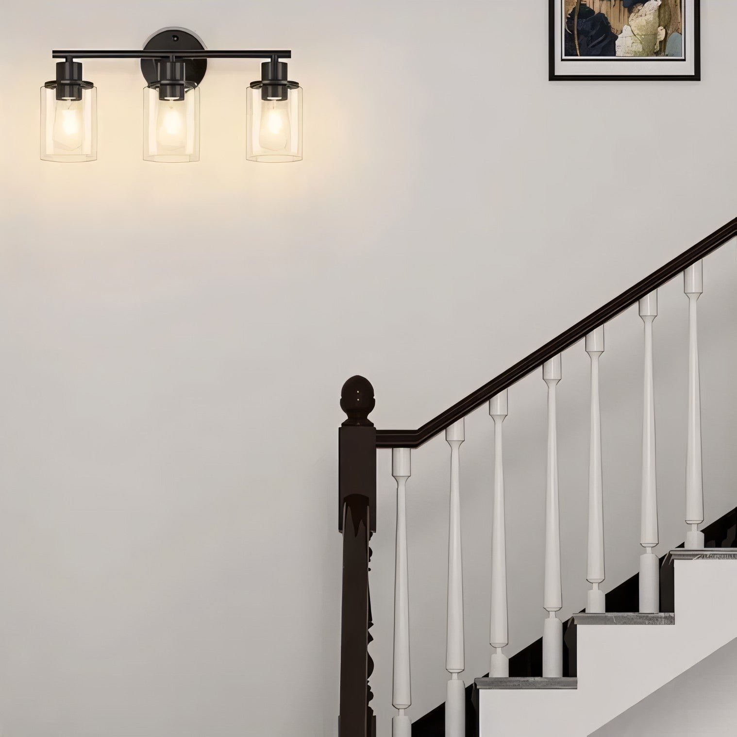 Lynor Classic Farmhouse Clear Glass Triple Sconce