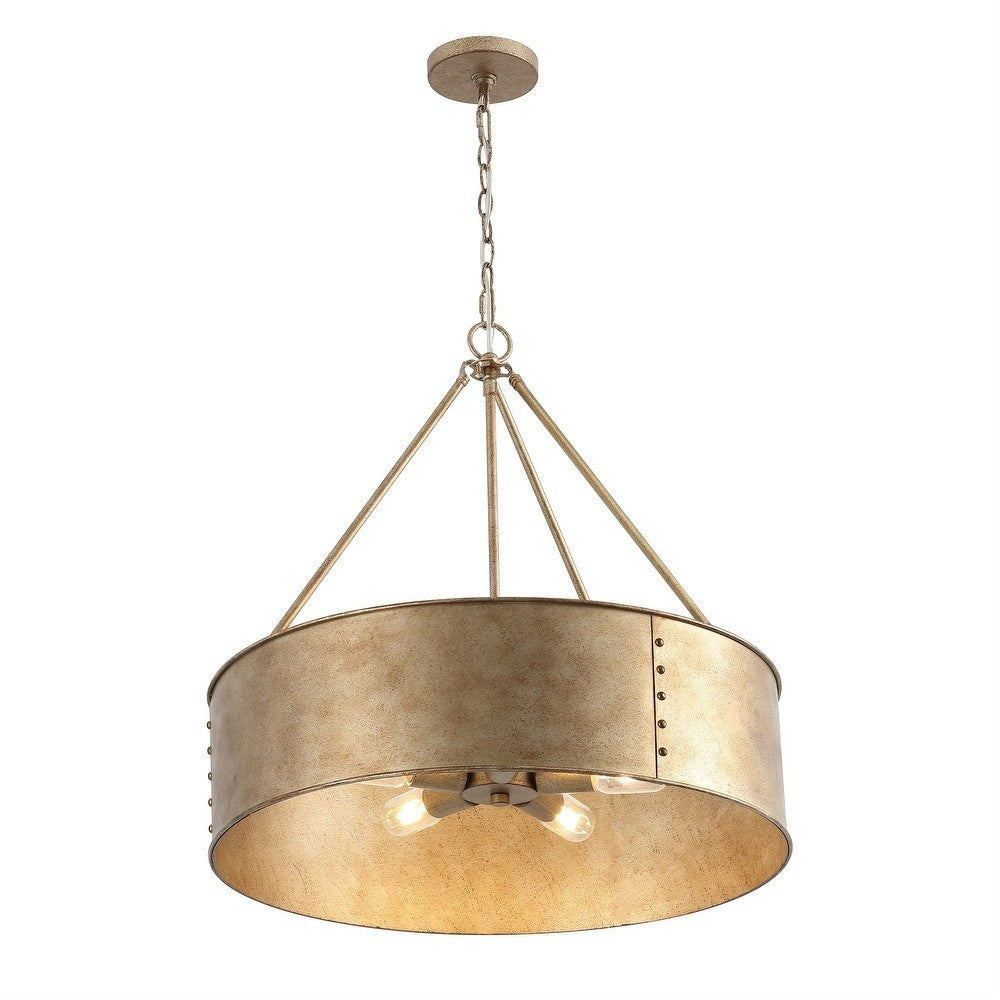 Bradley Industrial Distressed Metal Drum Shade Chandelier