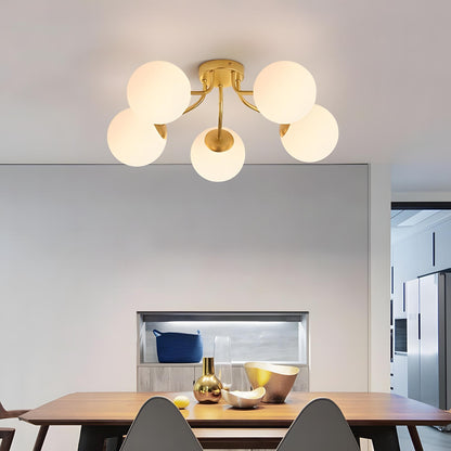 Anwen Mid Century Glass Brass Sputnik Bubble Chandelier