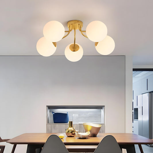 Anwen Mid Century Glass Brass Sputnik Bubble Chandelier