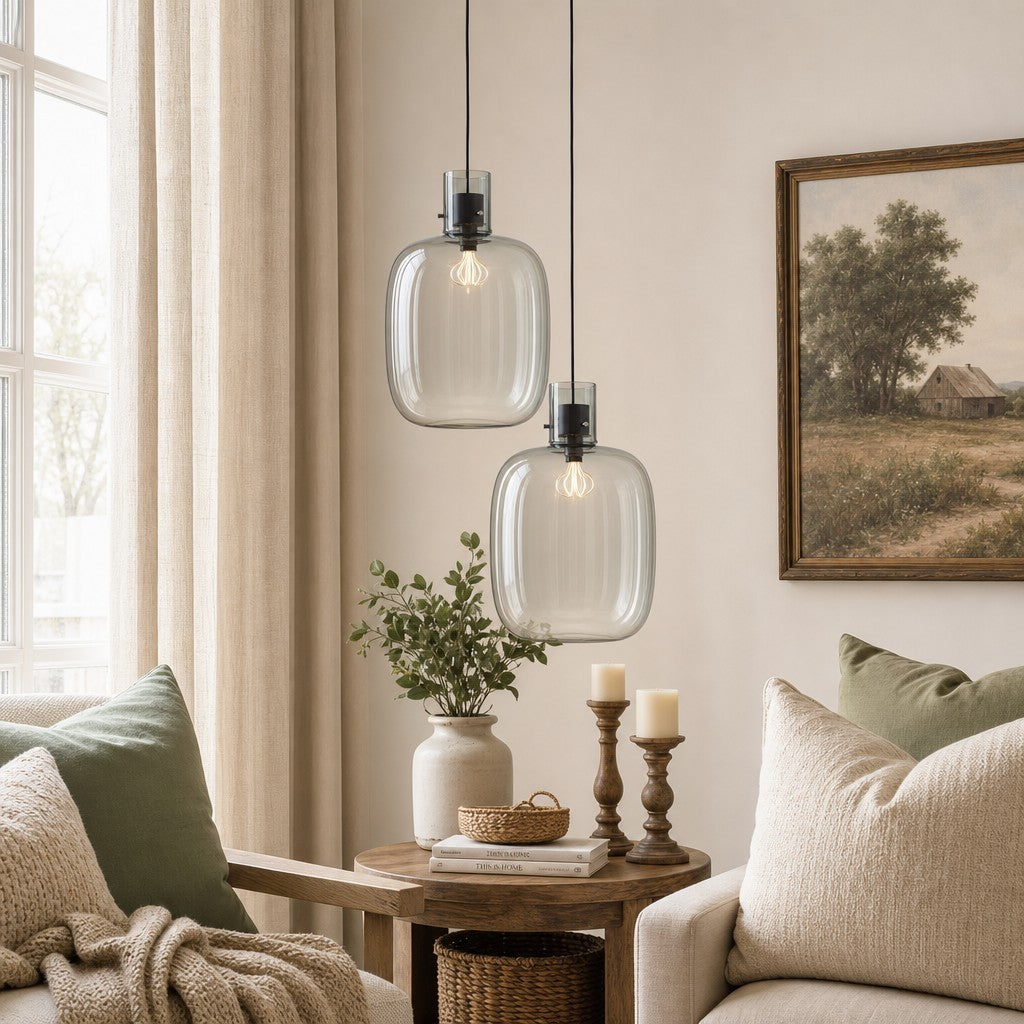 Dravon Minimalist Amber Glass Bottle Pendant Light