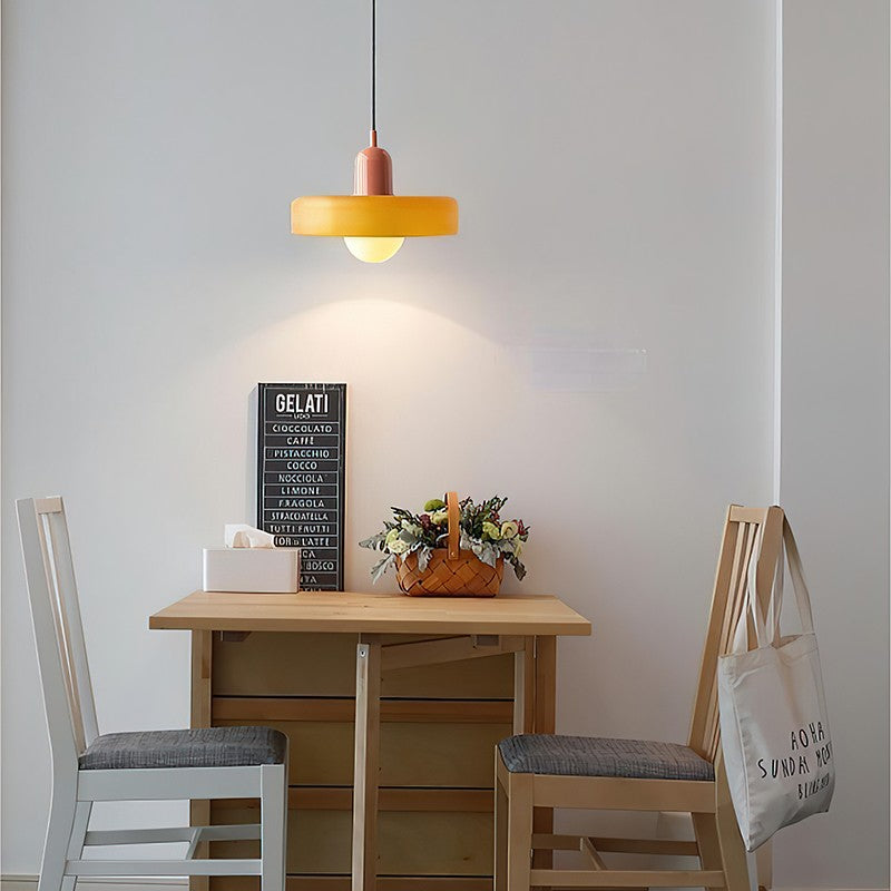 Xanadu Bauhaus Stained Glass Disc Pendant Light