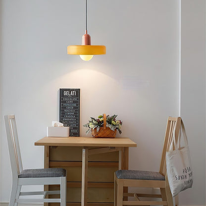 Xanadu Bauhaus Stained Glass Disc Pendant Light