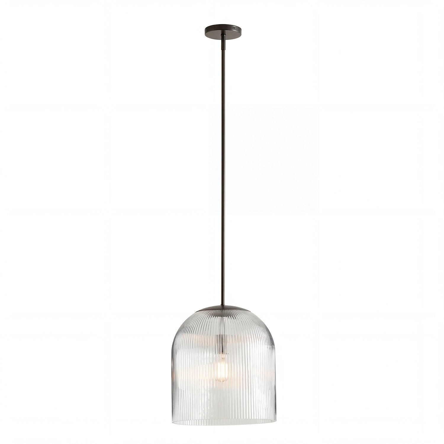 Alain Farmhouse Cooper Ribbed Glass Pendant Light
