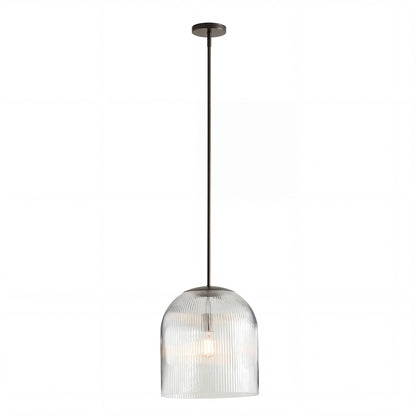 Alain Farmhouse Cooper Ribbed Glass Pendant Light