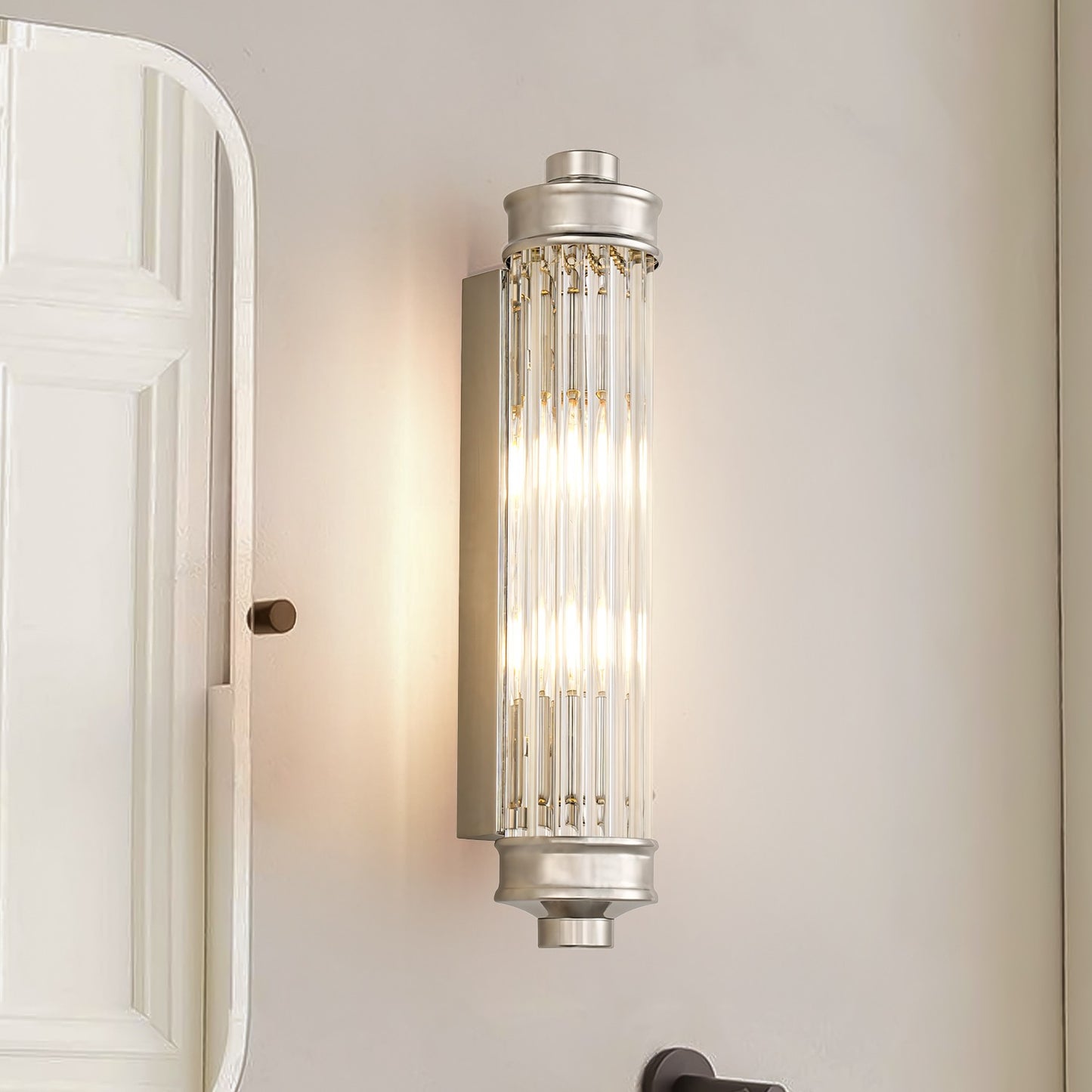 Raelin Retro Cylindrical Ribbed Glass Sconce