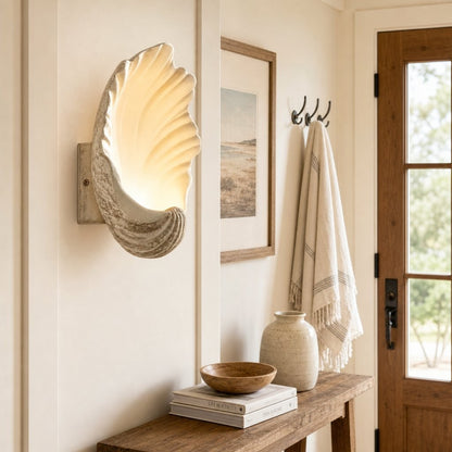 Kristian French Vintage Ceramic Cream Shell Wall Sconce