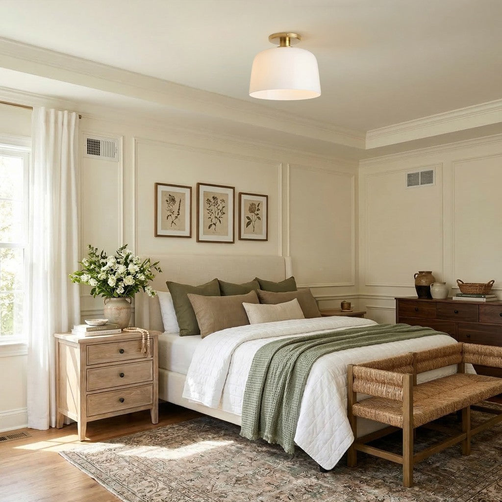 Hannahlee ‎Minimalist Glass Semi Flush Mount Ceiling Light