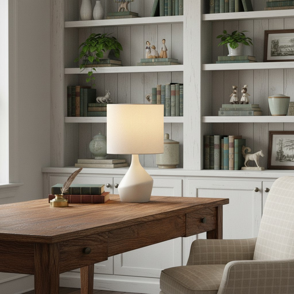 Daphne Vintage Ceramic Linen Shade Table Lamp