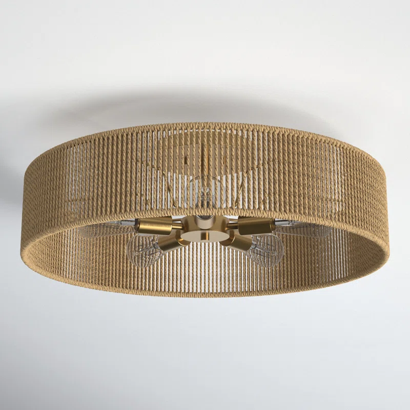 Lioran Rustic Round Rattan Ceiling Light