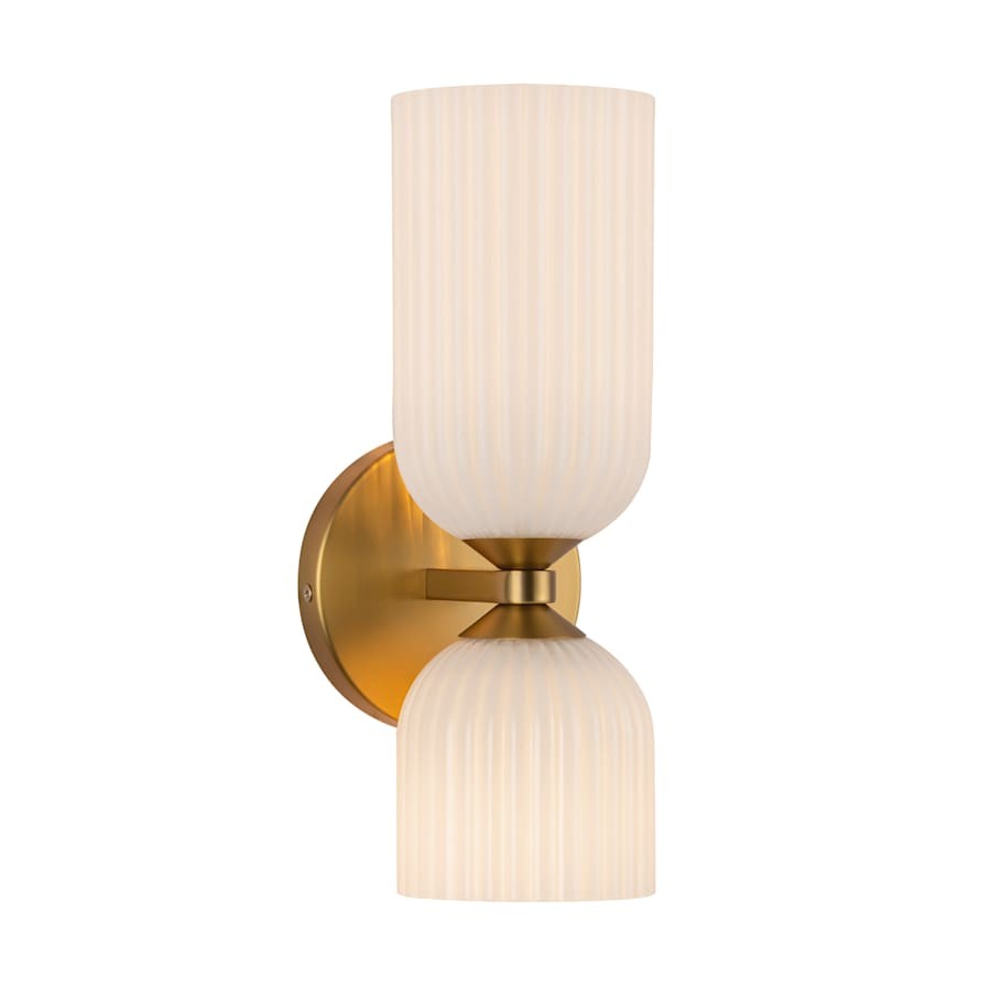 Hytham Rustic Double Tube Ribbed Glass Sconce