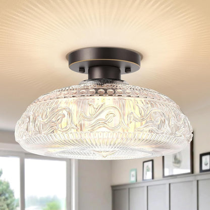 Cassandra American Country Patterned Glass Ceiling Light