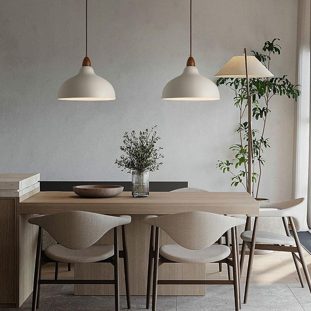 Zarek ‎Minimalist Walnut Wrought Iron Bowl Shaped Pendant Light